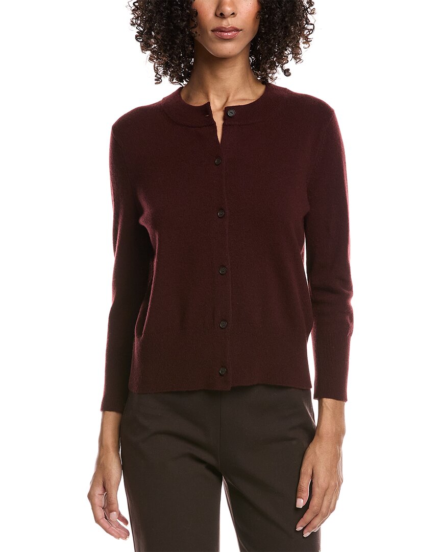 Vince 3/4-sleeve Shrunken Wool & Cashmere-blend Cardigan In Brown