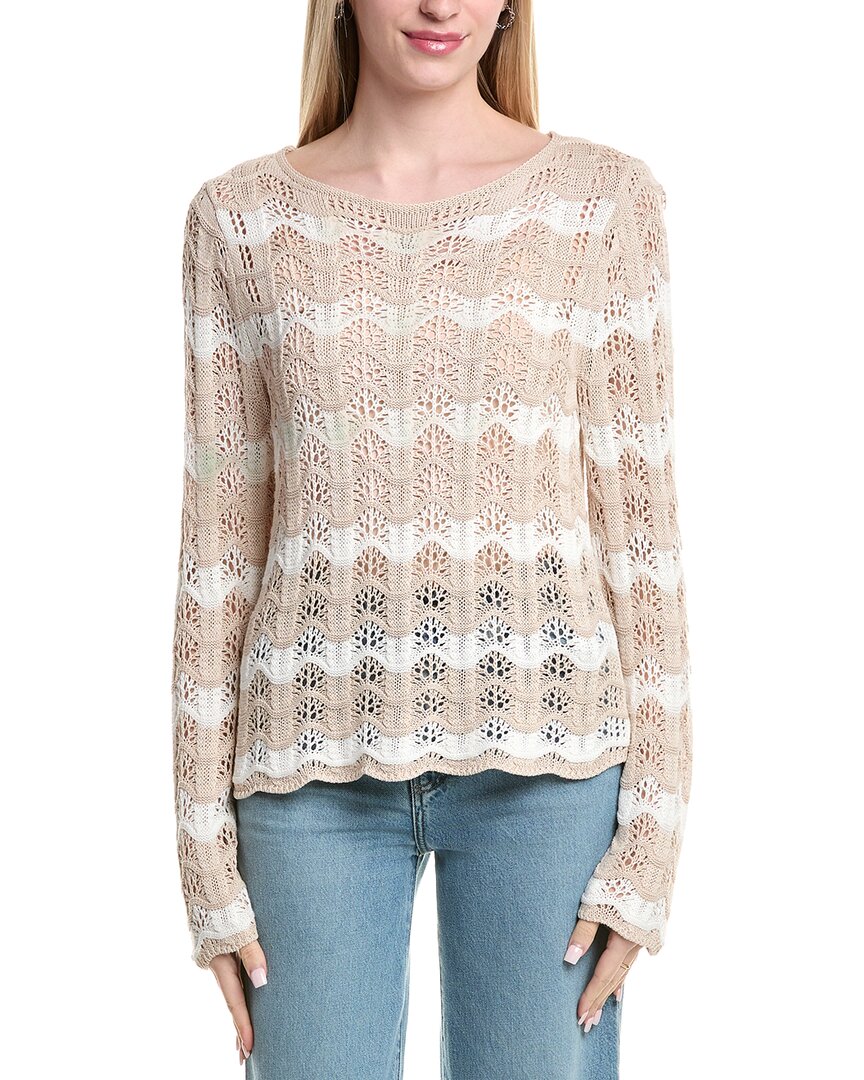 Z Supply Azura Stripe Crochet Sweater In White