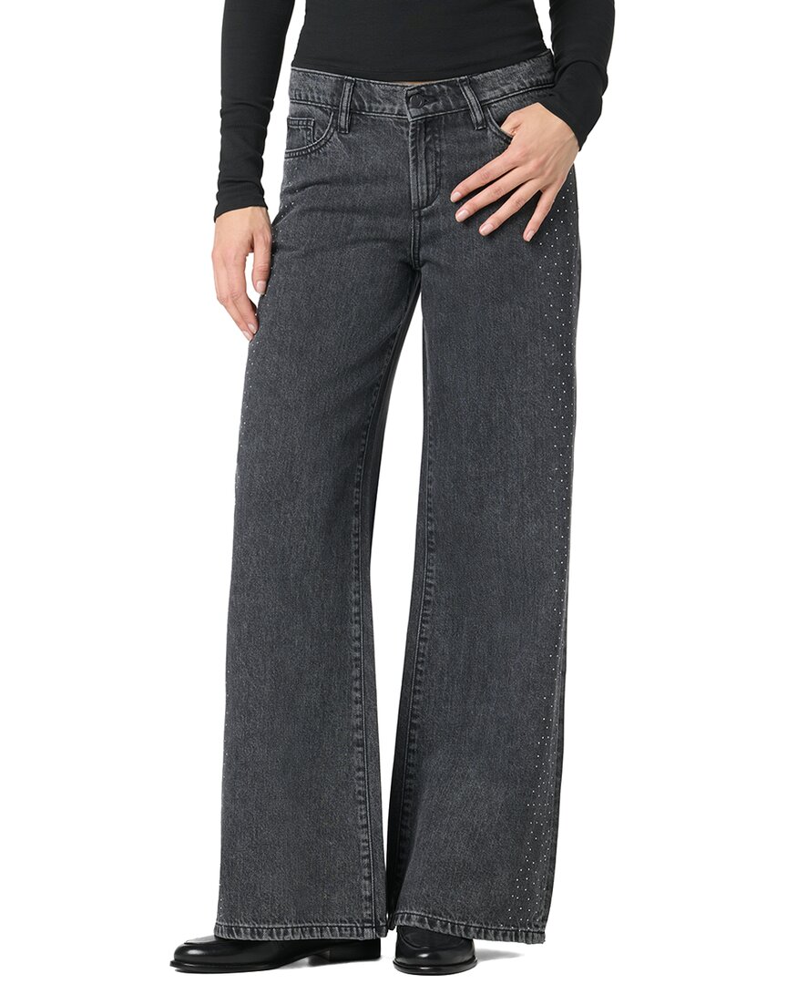 Joe's Jeans Low Rise Wide Leg Crystal Washed Black Jean In Black