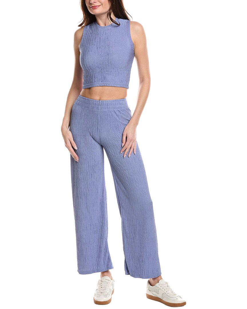 Marion 2pc Soft Ribbed Shirt & Pant Set In Purple