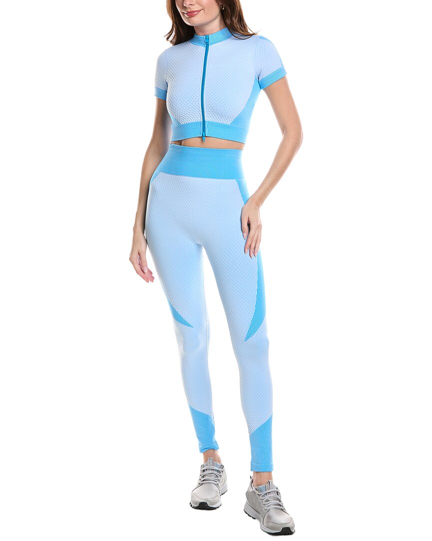 Marion 2pc Diamond Texture Top & Legging Set In Blue