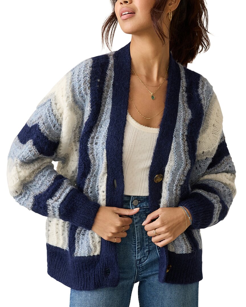 Faherty Free Ride Stripe Alpaca Blend Cardigan In Blue