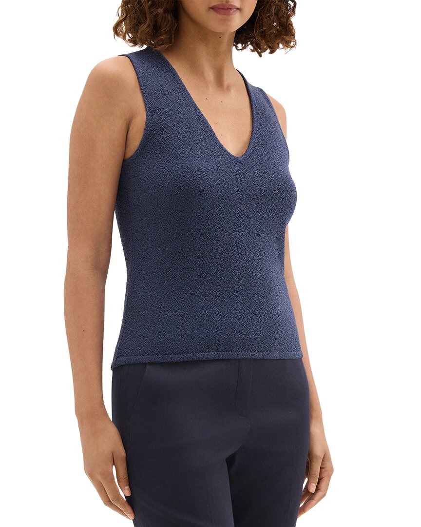 Theory V-neck Boucle Tank Top In Blue