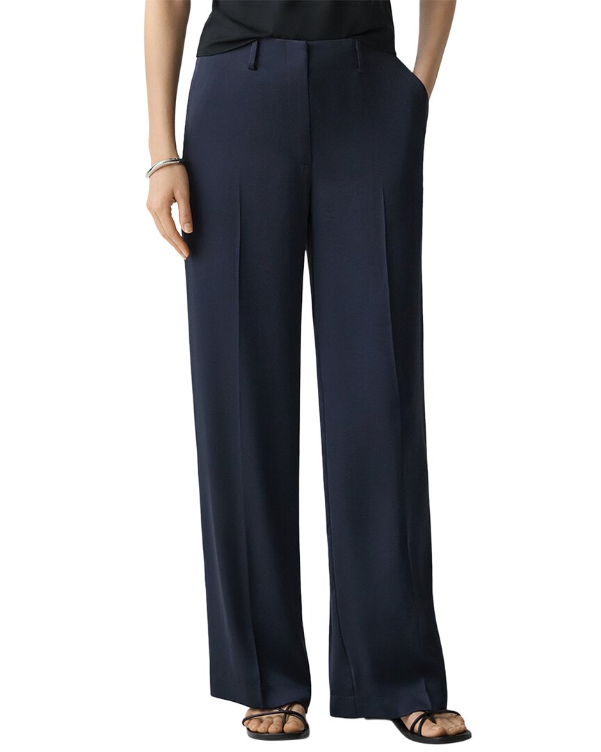 Theory Satin Classic Pant In Blue