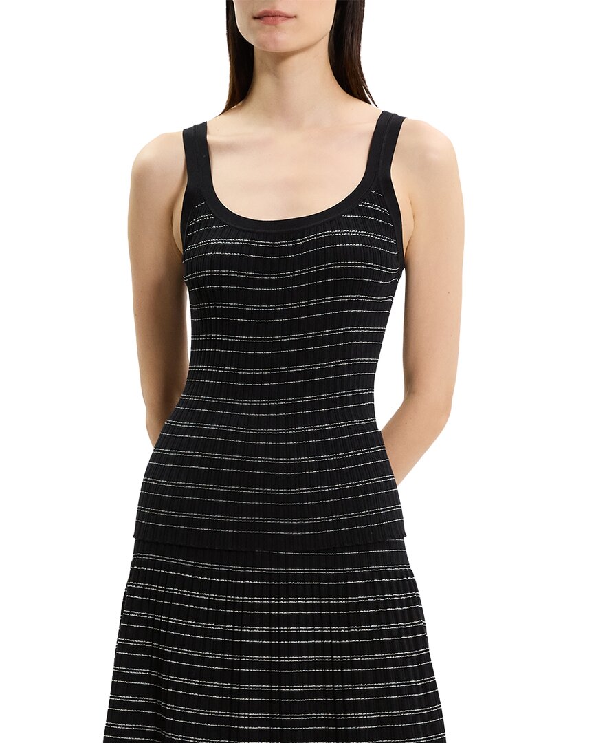 Theory Knit Contrast Tank In Black