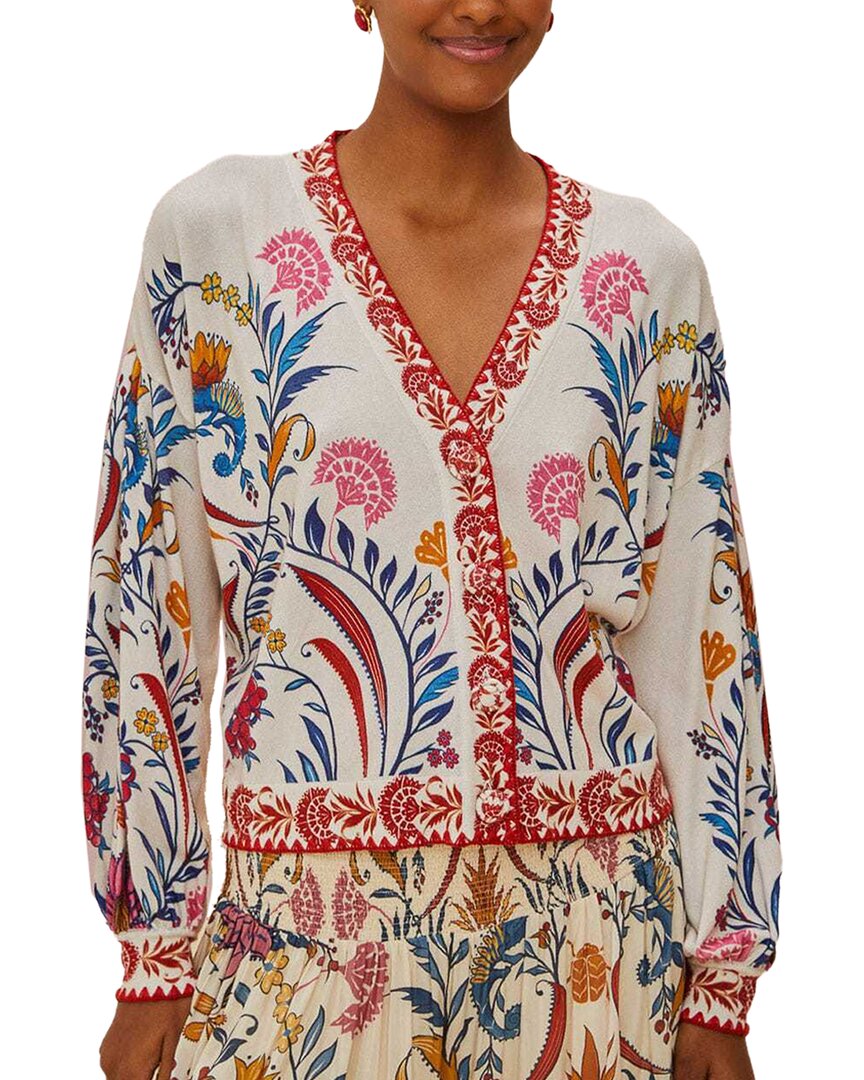 Farm Rio Romantic Lightness Knit Cardigan In White