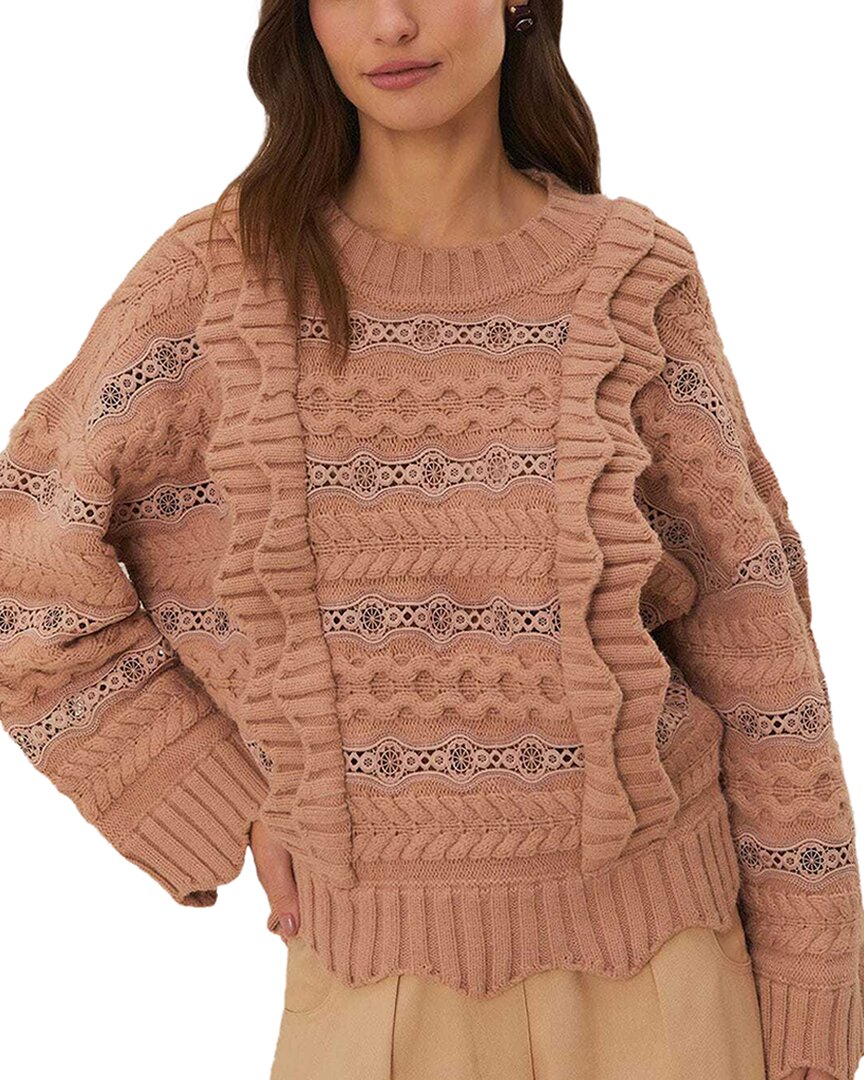 Farm Rio Wool-blend Sweater In Brown