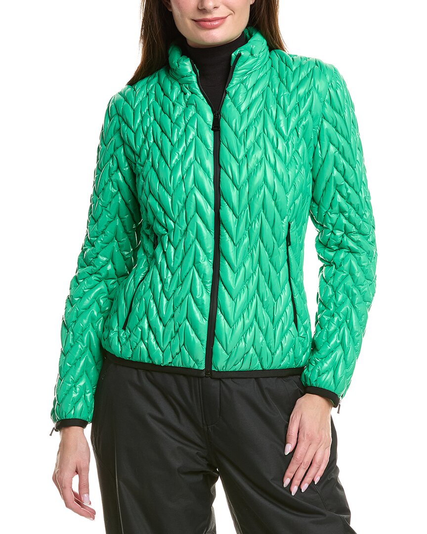 Khrisjoy Chevron Quilted Ski Jacket In Green