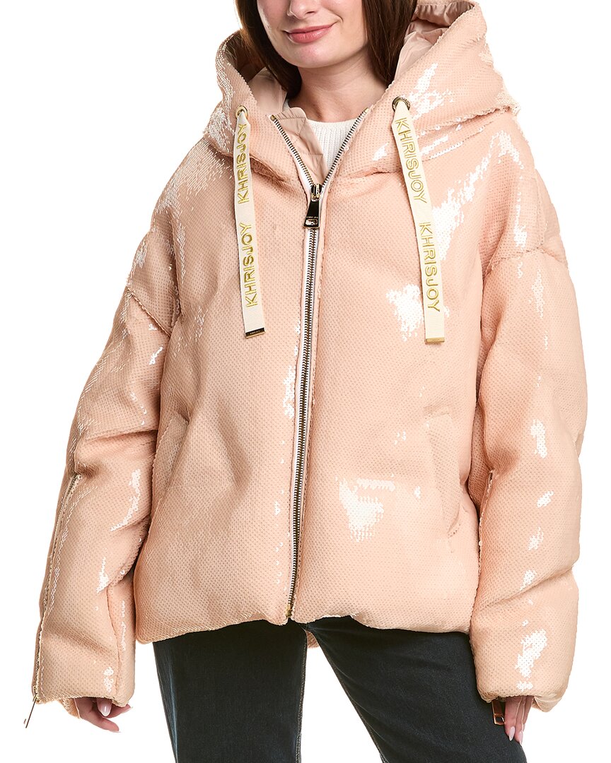 Khrisjoy Khris Scale Sequin Puffer Jacket In Neutral