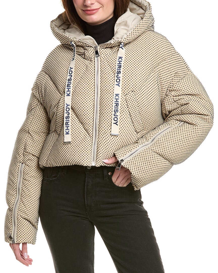 Khrisjoy Khris Rhinestone Crop Puffer Down Jacket In Brown