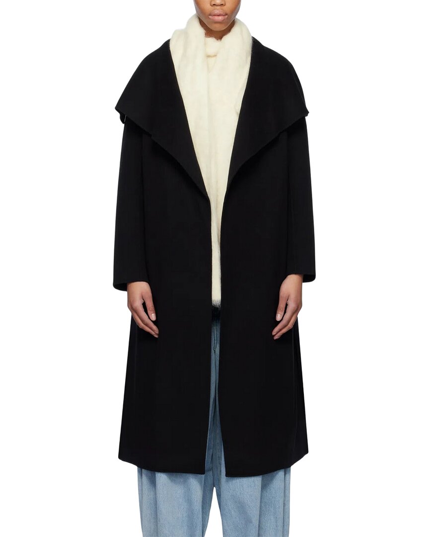 Mackage Wool & Leather Wrap Coat In Black