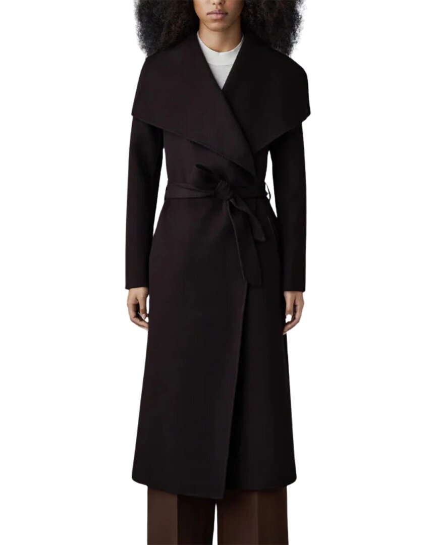 Mackage Wool & Leather Wrap Coat In Brown