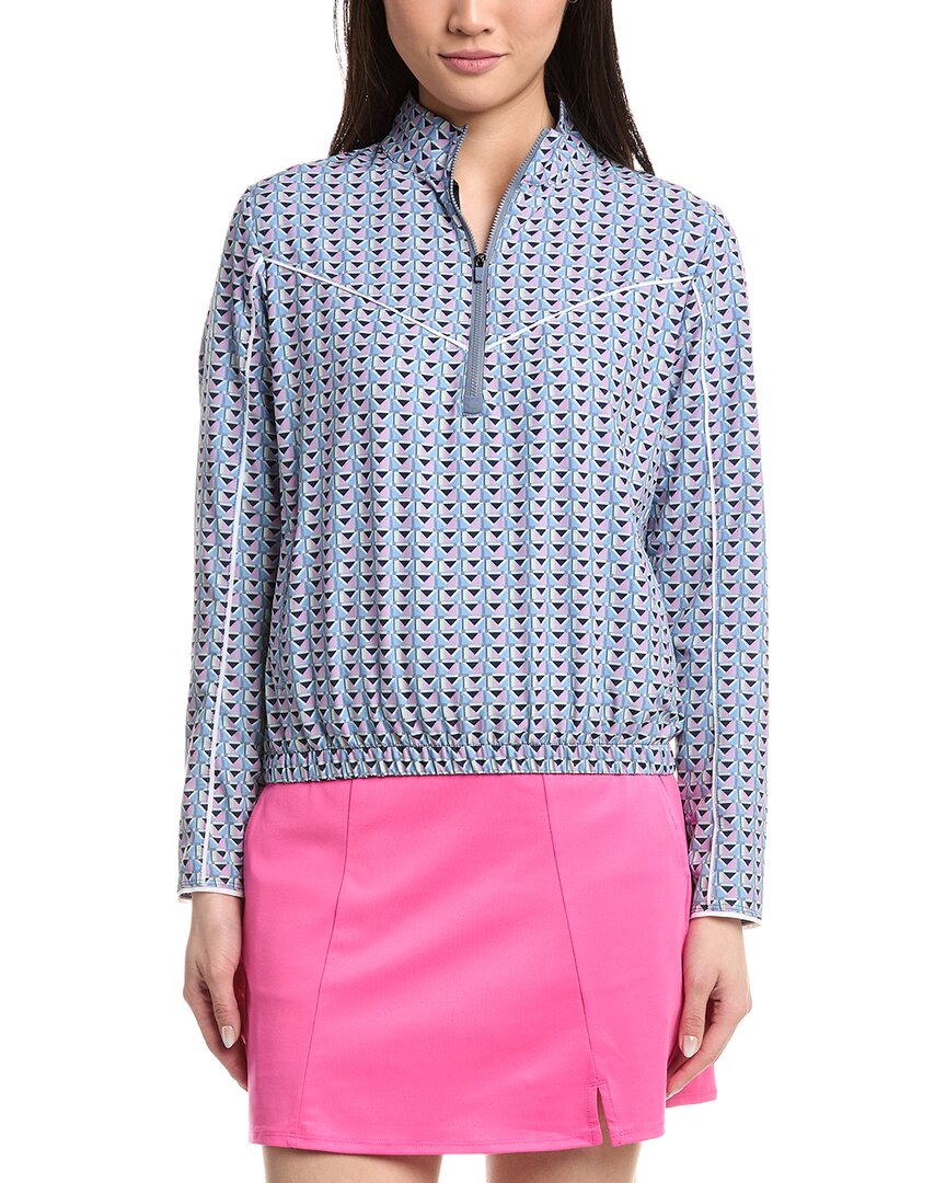 Callaway Lightweight Perforated Cropped 1/4 Zip Top In Blue