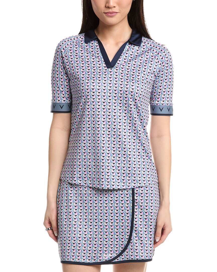 Callaway Chev Geo 1/2 Sleeve Top In Blue