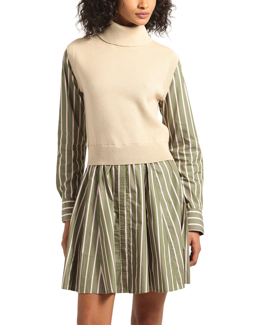 Derek Lam 10 Crosby Cressida Mixed Media Dress In Brown
