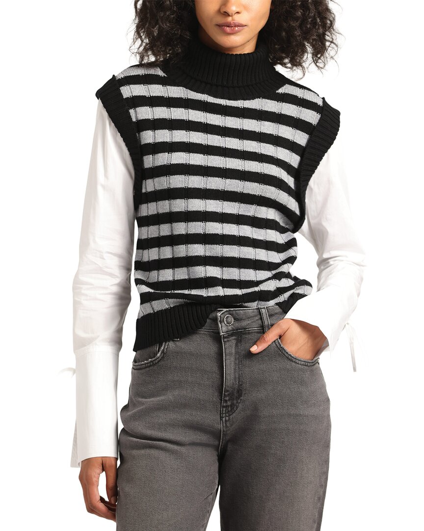 Derek Lam 10 Crosby Paola Mixed Media Turtleneck Sweater In Black