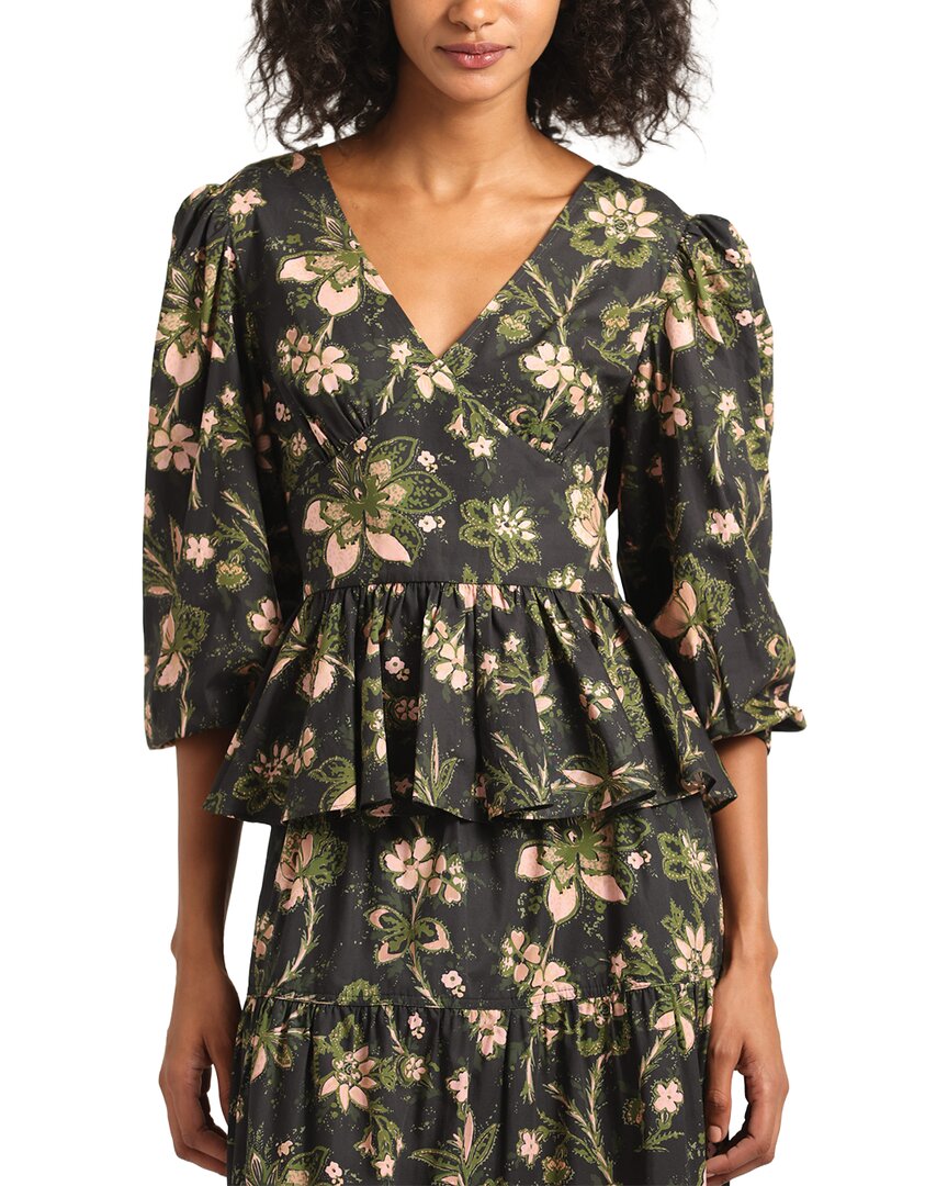 Derek Lam 10 Crosby Savannah V-neck Peplum Top In Black