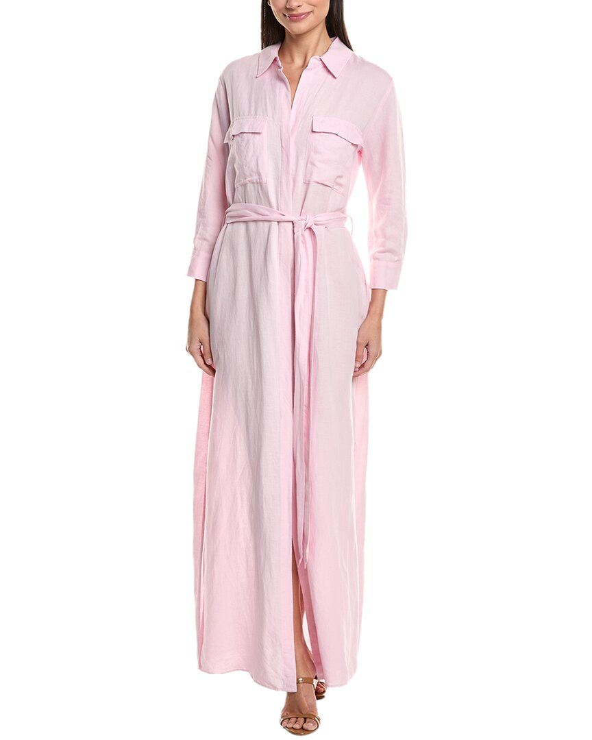 L'agence Cameron Linen-blend Maxi Shirtdress In Pink