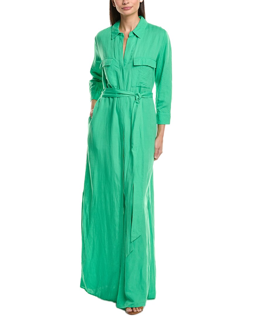 L'agence Cameron Linen-blend Maxi Shirtdress In Green
