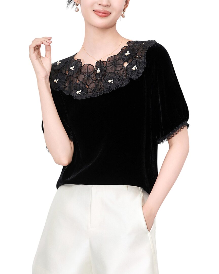 Monique Lagarde Silk T-shirt In Black