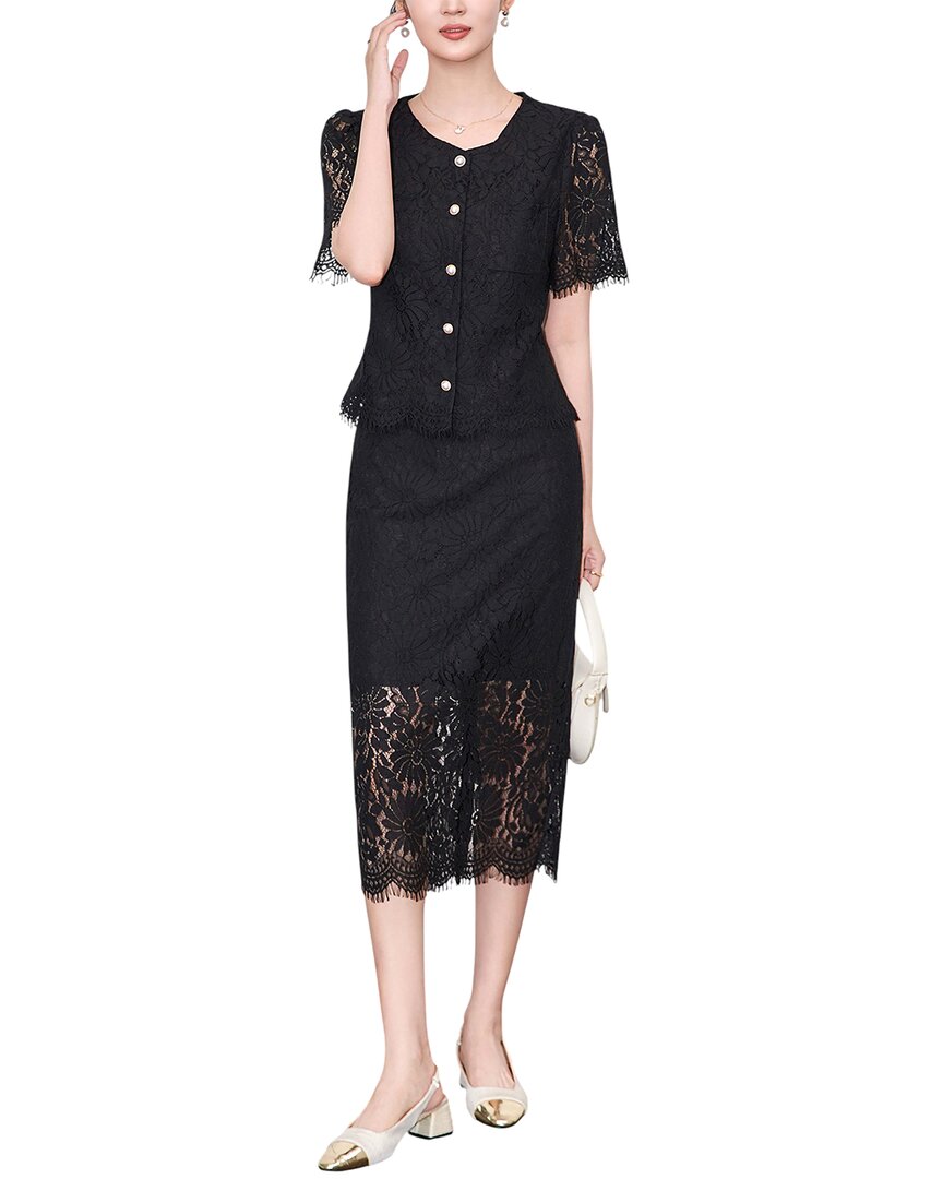 Monique Lagarde 2pc Blouse & Skirt Set In Black