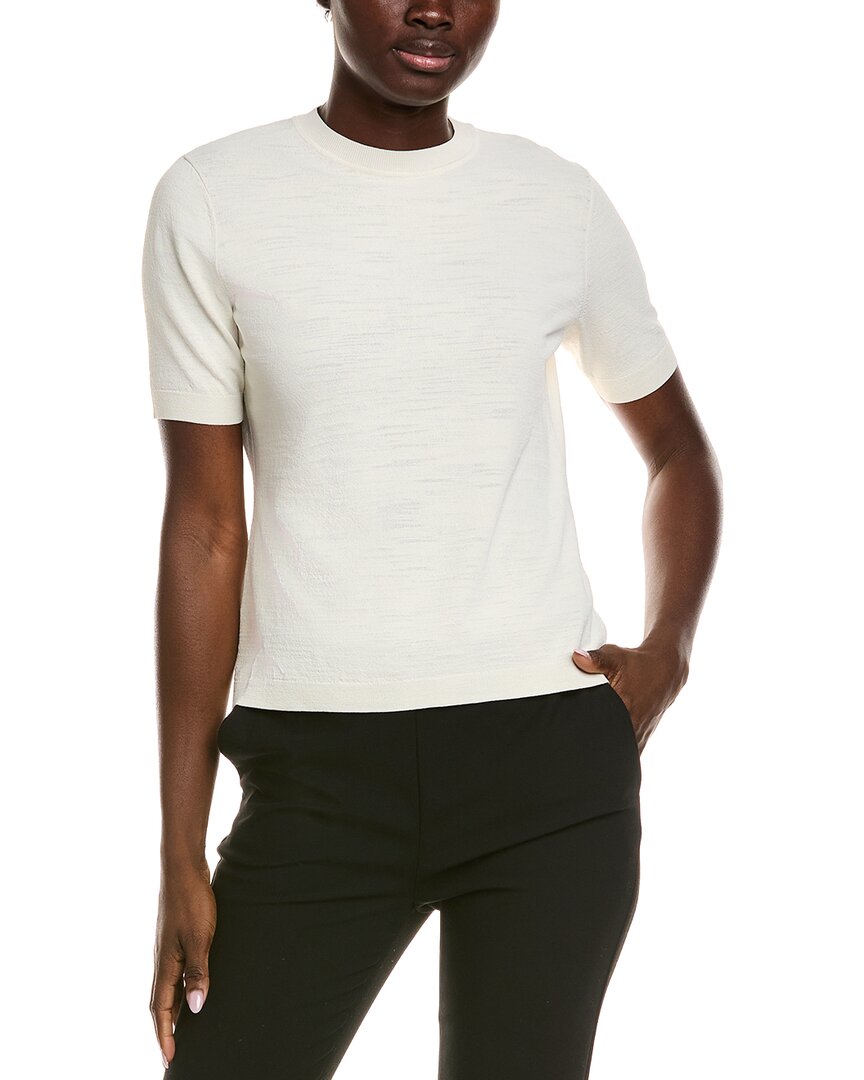 Lafayette 148 New York Crewneck Sweater In White