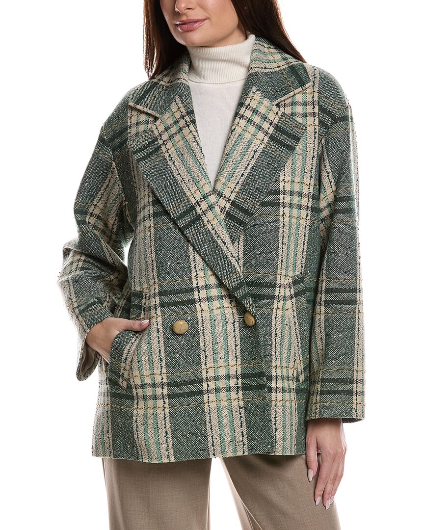 Lafayette 148 New York Double Breasted Wool-blend Car Coat In Multi