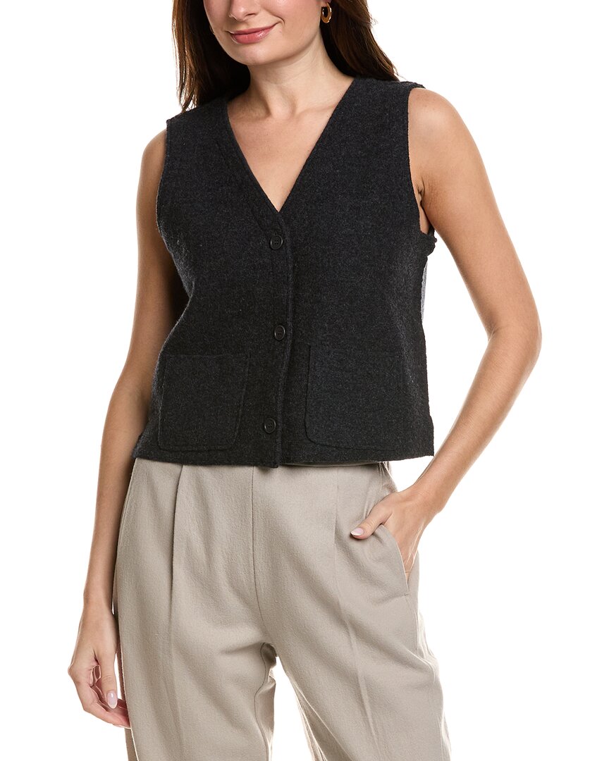 Eileen Fisher Petite Boiled Wool Vest In Black