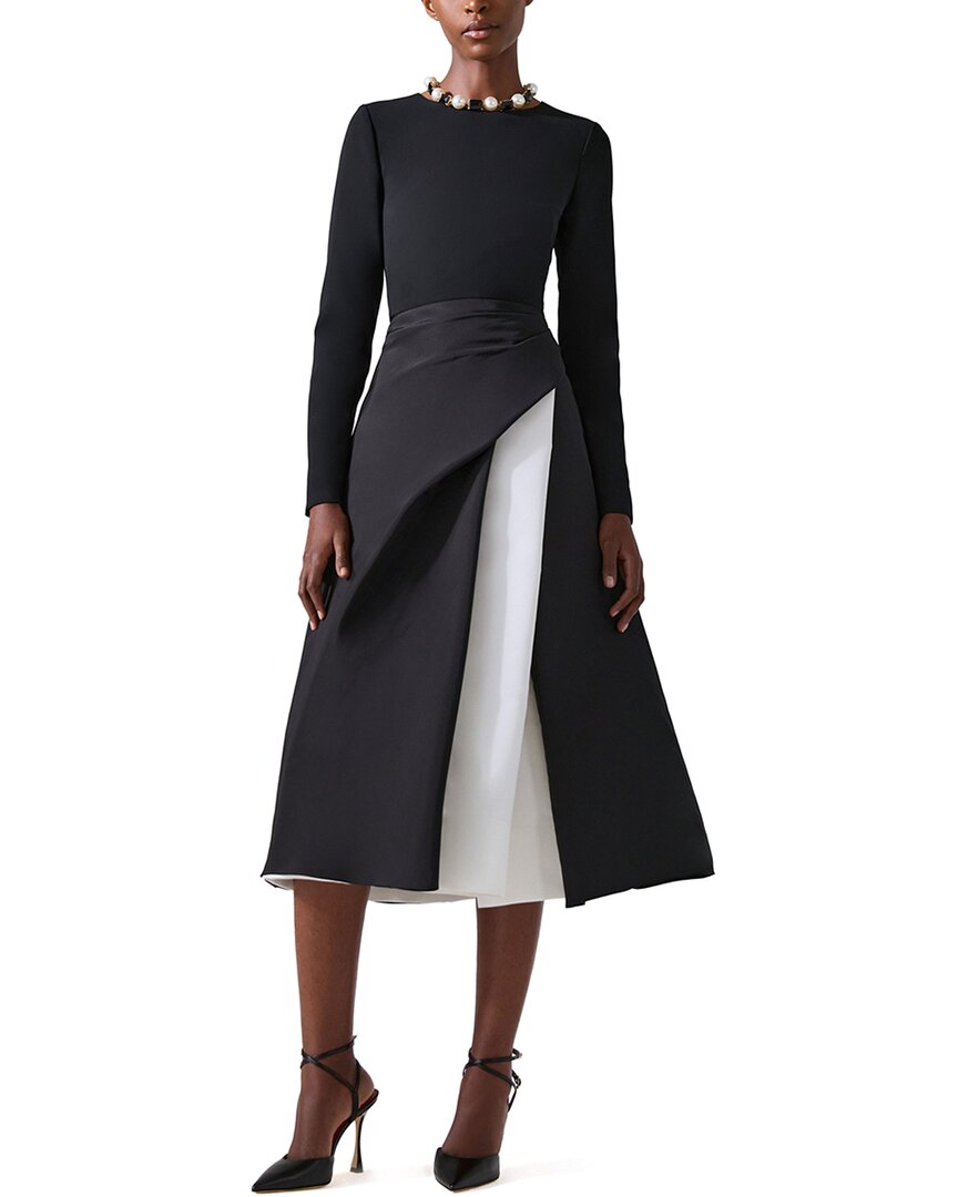 Carolina Herrera Silk Crewneck Midi Dress In Black