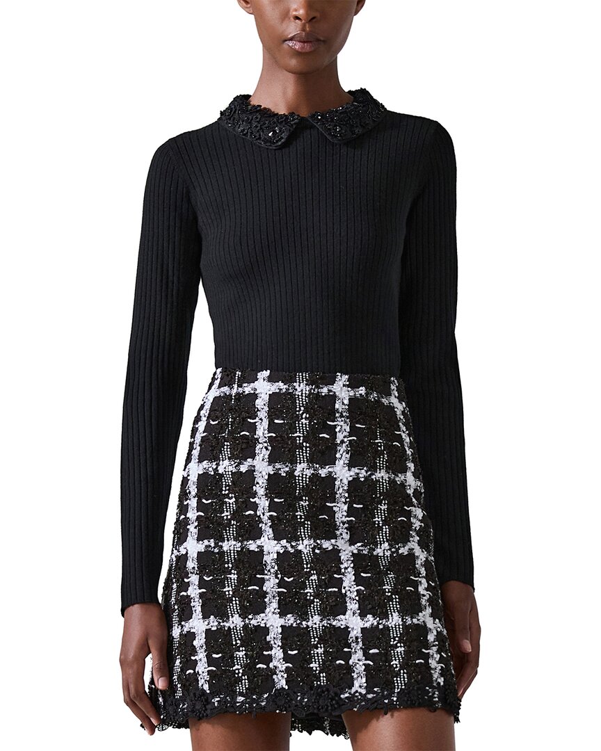 Carolina Herrera Wool Woven Sweater In Black