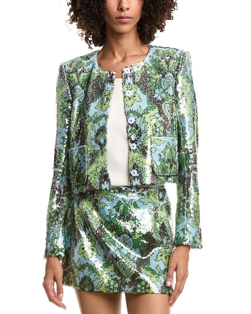 Cinq À Sept Cinq A Sept Sequin Damask Aspen Jacket In Green
