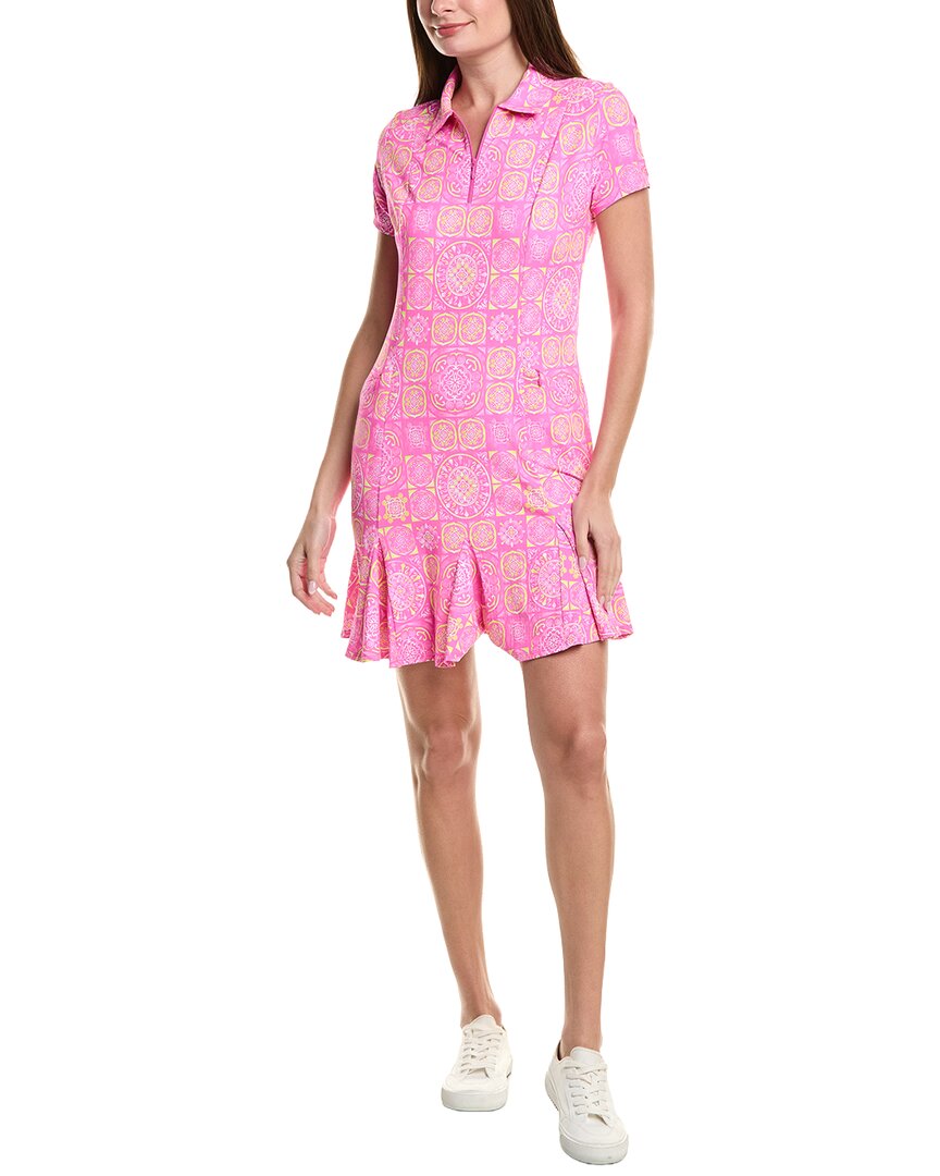 Ibkul Print Godet Dress In Pink