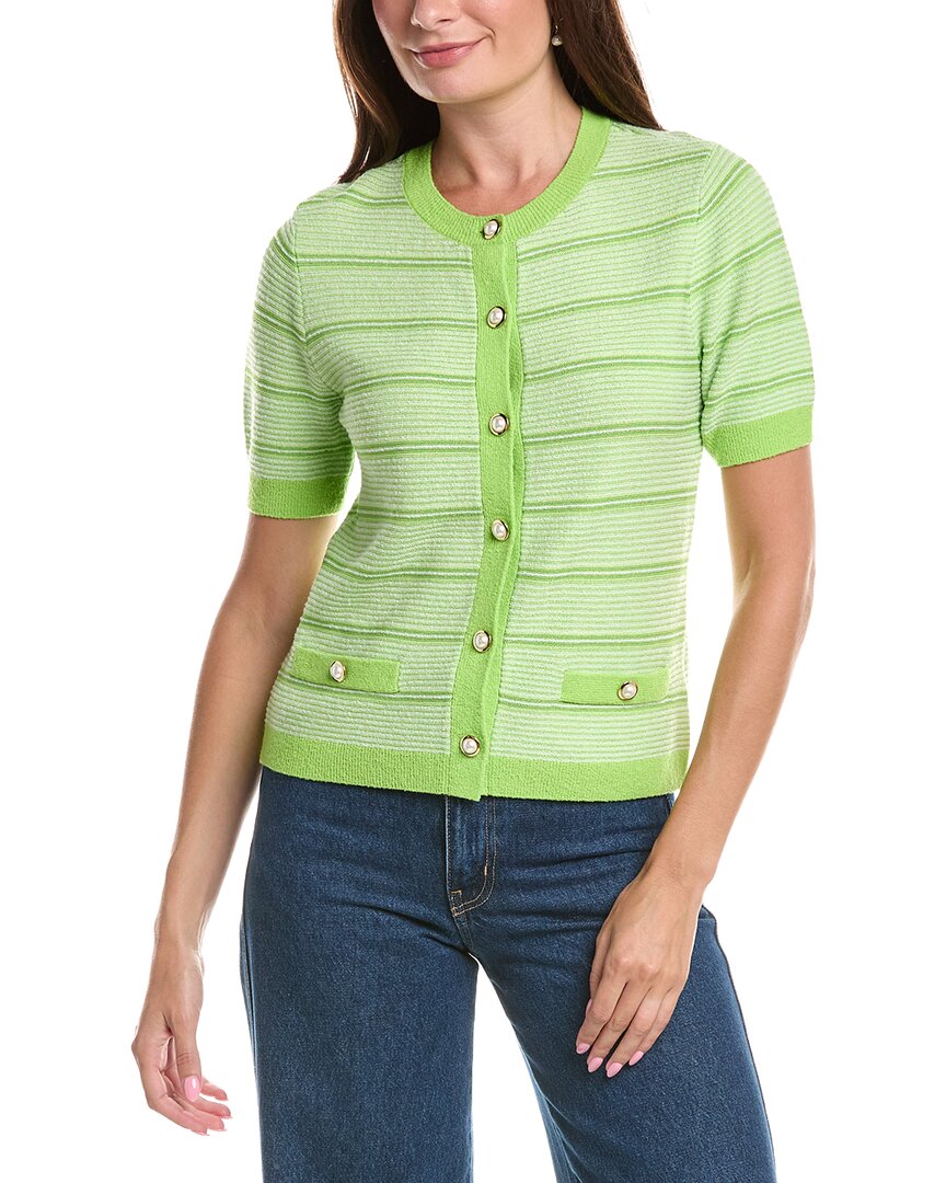 St John St. John Striped Wool-blend Cardigan In Multi