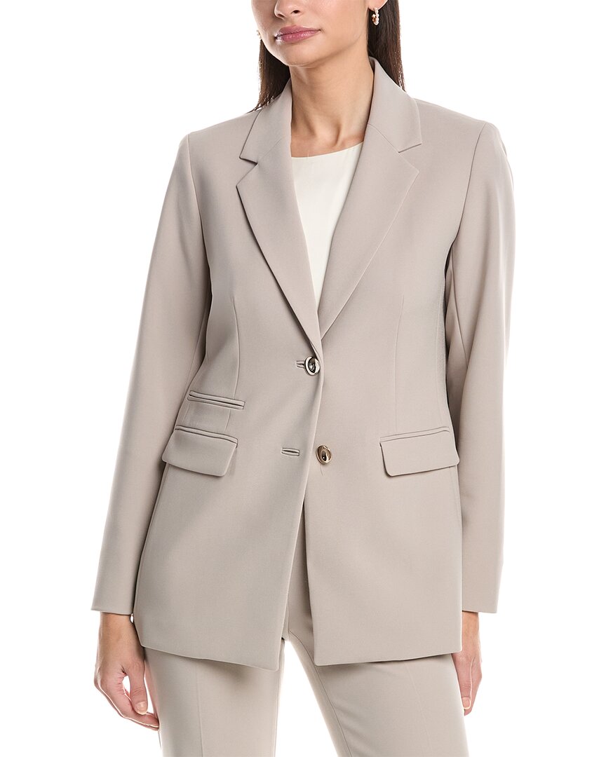 Anne Klein Peak Lapel Jacket In Brown