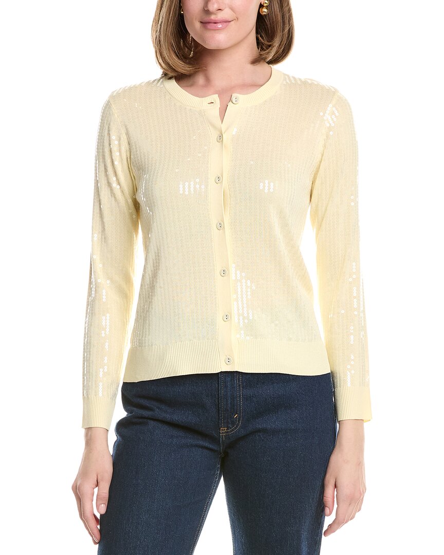 Anne Klein Sequin Cardigan In White
