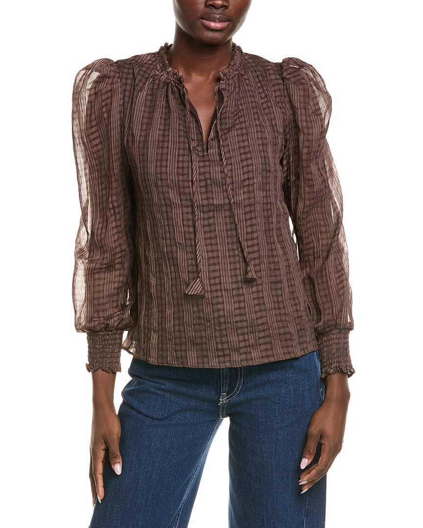 Cece Ruffle Blouse In Brown