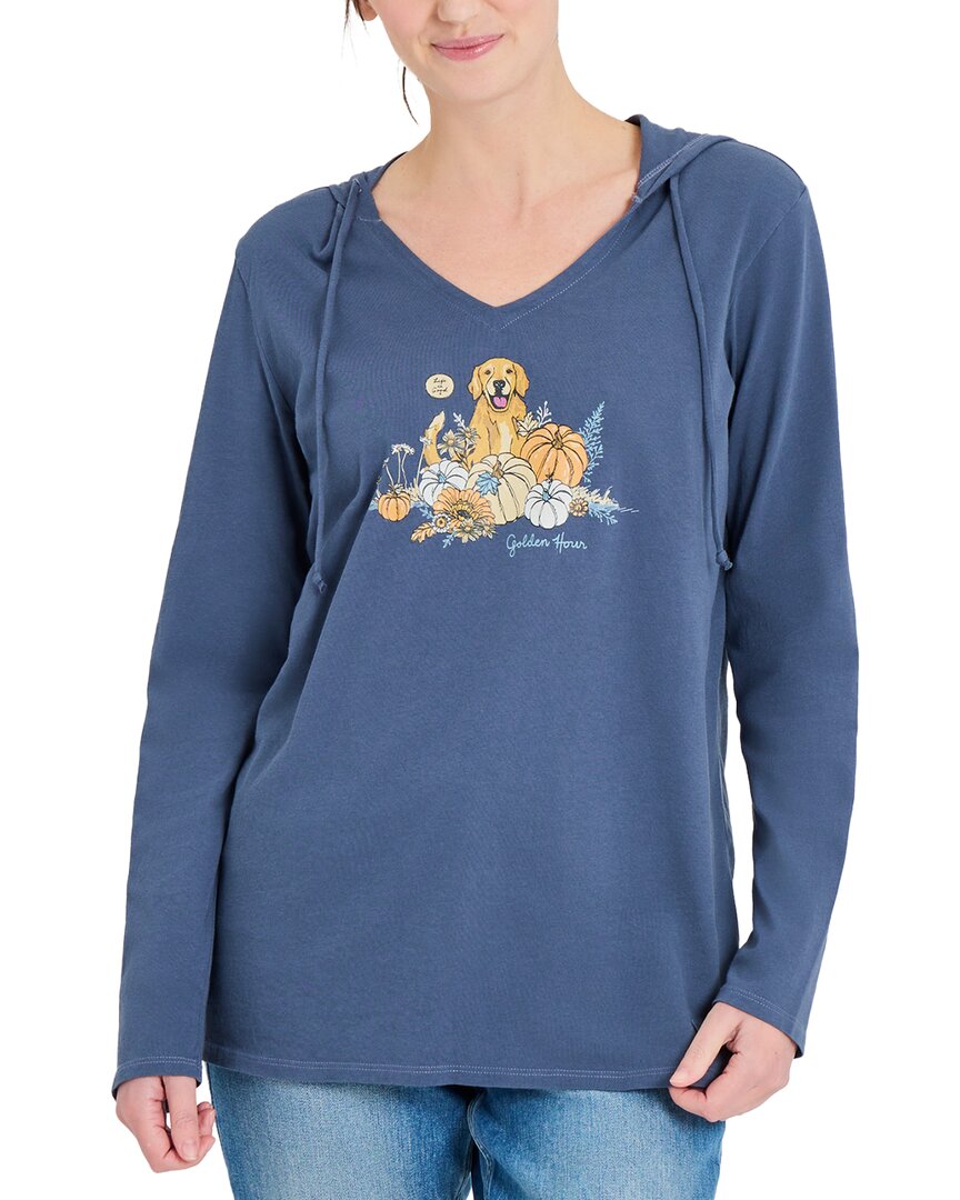 Life Is Good ® Long Sleeve Crusher-lite Hooded T-shirt In Blue