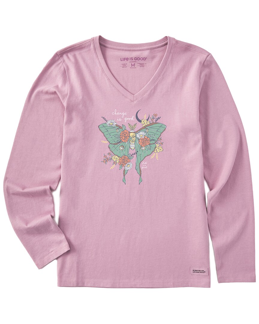 Life Is Good ® Long Sleeve V-neck T-shirt In Pink
