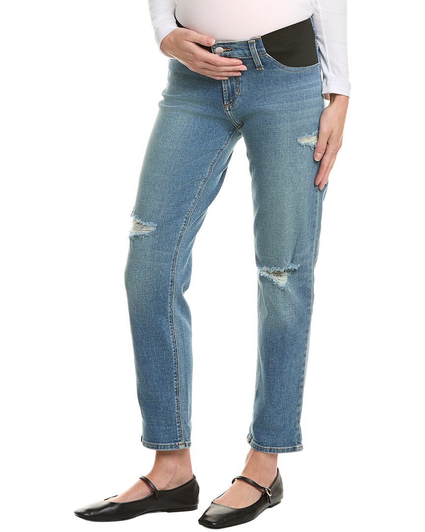 Joe's Jeans Maternity The Bobby Kingstown Destruct Mid-rise Tapered Boyfriend  Jean In Blue