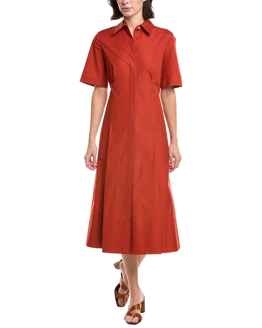 Vince Short-sleeve Midi Shirtdress In Red