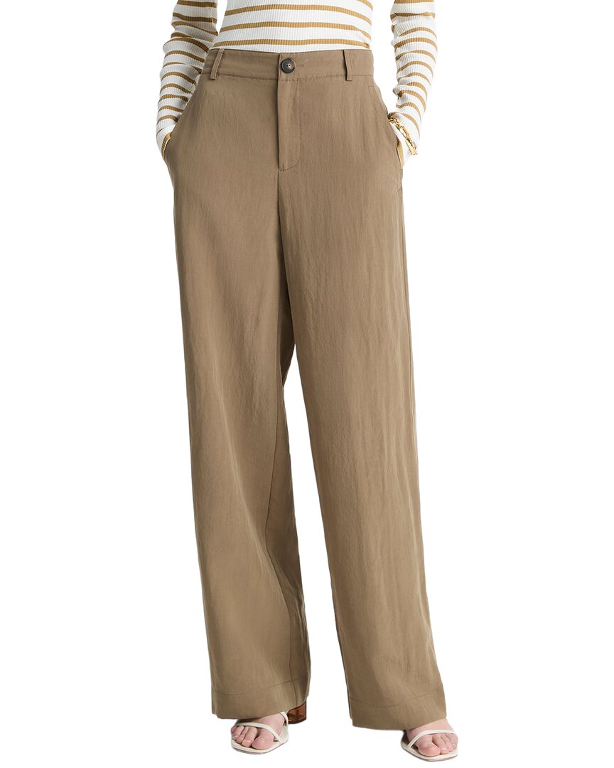 Vince Mid Rise Relaxed Wide Leg Pant In Brown