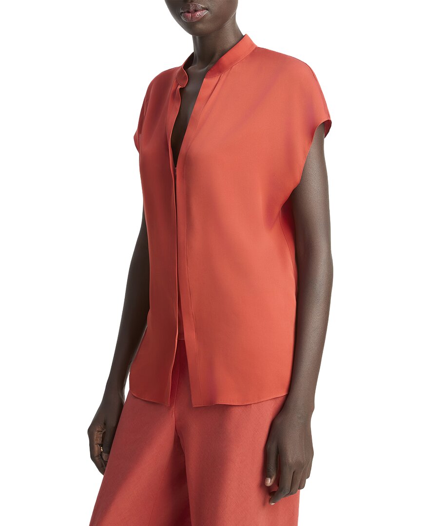 Vince Contrast Blouse In Orange