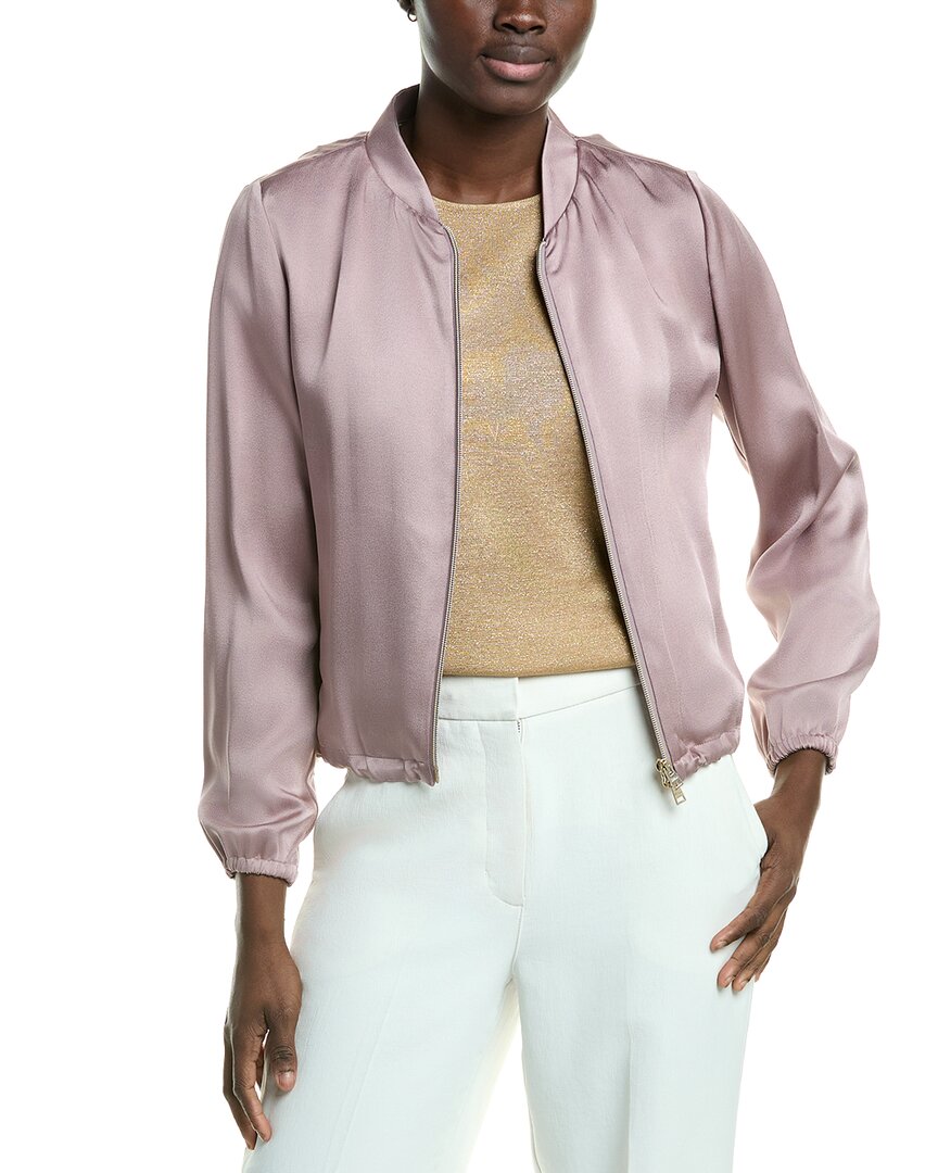Herno Satin Bomber Jacket In Purple