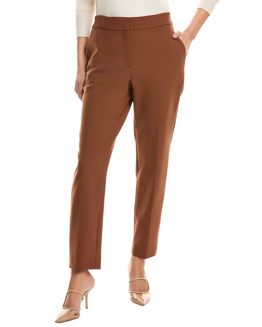 Oscar De La Renta Classic Wool-blend Skinny Pant In Brown