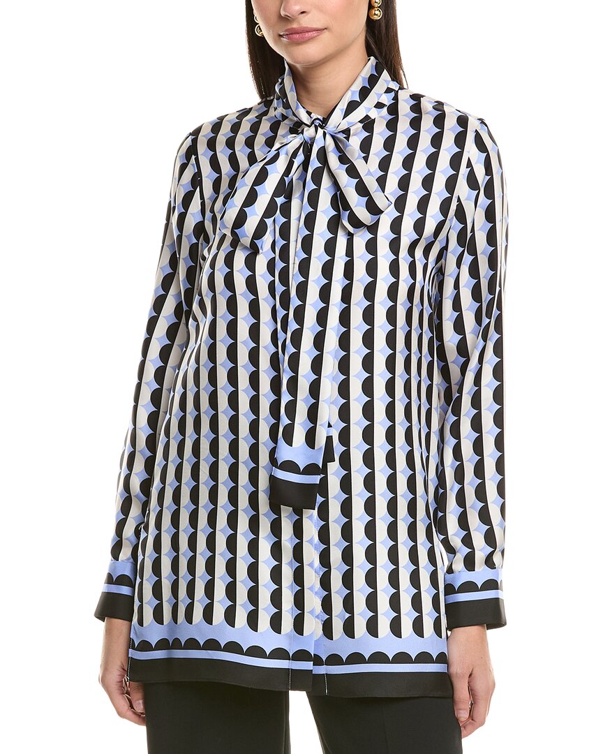 Oscar De La Renta Mini Geo Silk Blouse In Multi
