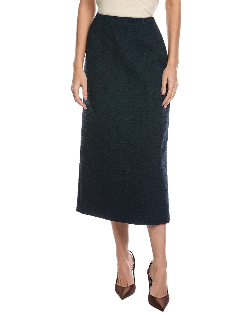 Oscar De La Renta Tweed Silk-lined Wool-blend Skirt In Blue