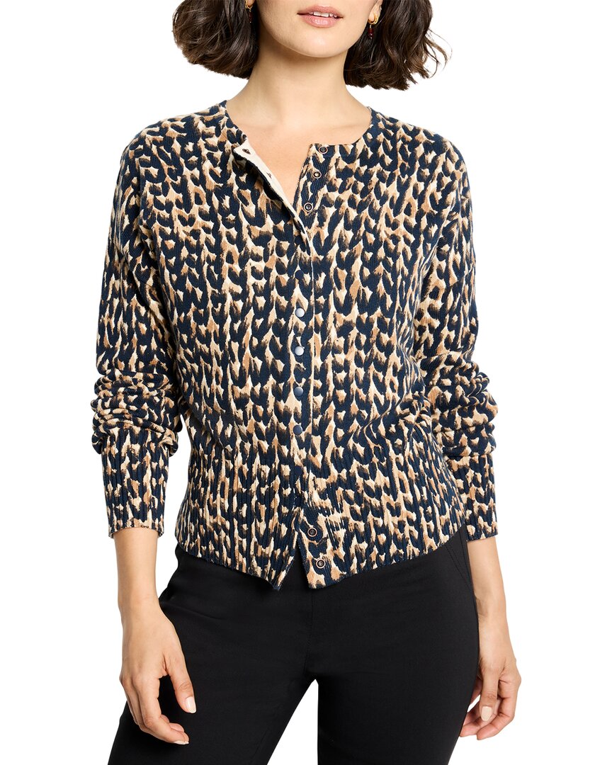 Nic + Zoe Nic+zoe Petite Stitch Print Snap It Up Cardigan In Brown