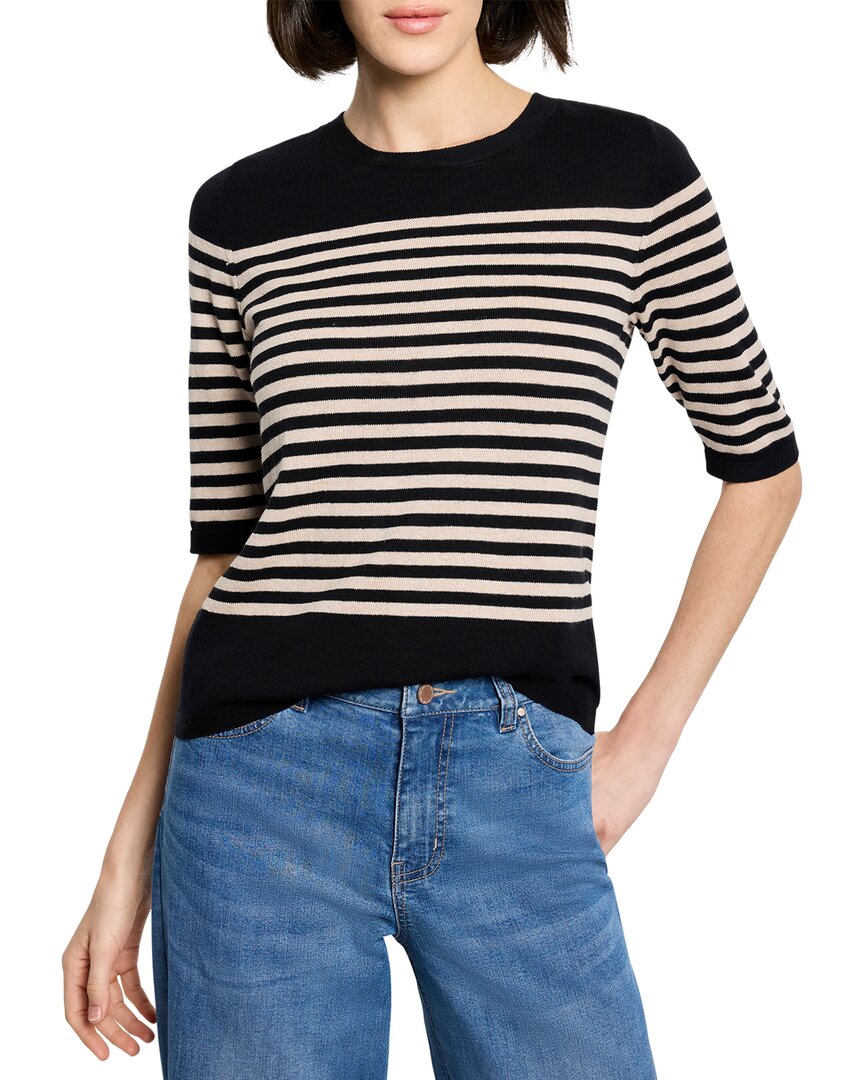 Nic + Zoe Nic+zoe Petite Stripe Sweater T-shirt In Black
