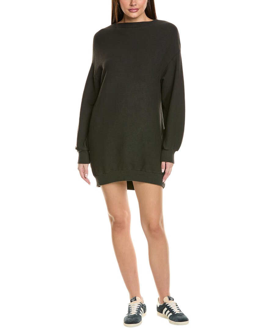 Project Social T Dalle Rib Funnel Neck Sweaterdress In Black