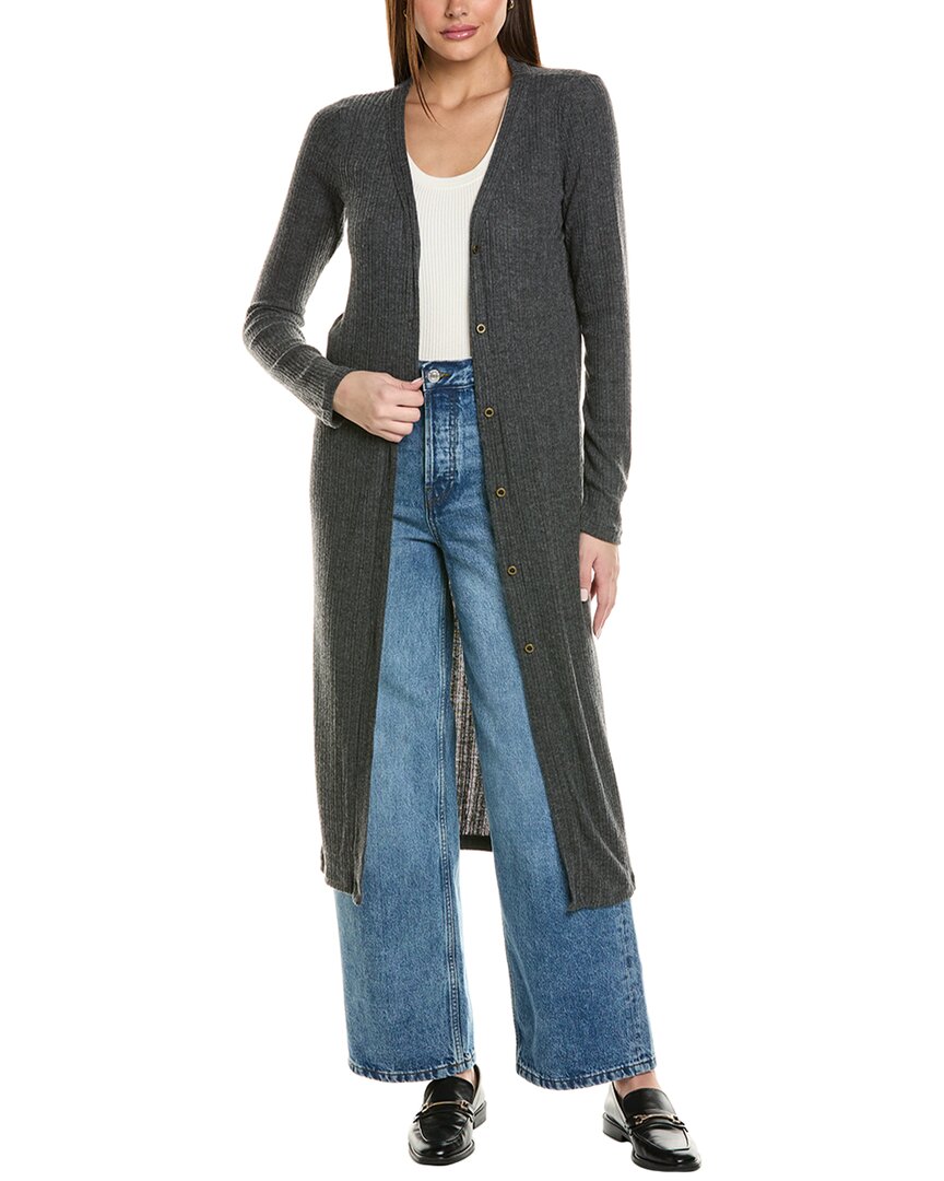 Project Social T Slumber Heathered Cozy Rib Maxi Cardigan In Gray